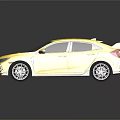 Yellow Honda Sports Car With Rear Spoiler And Sporty Body Design