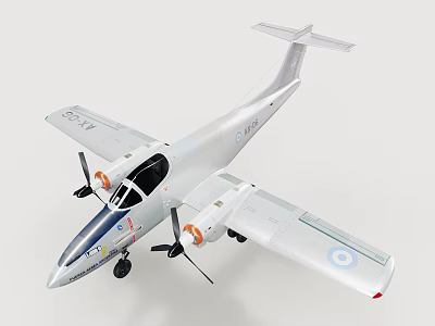 Detailed Silver Fighter Jet Model With Twin Propellers And Cockpit Roundel 3d model