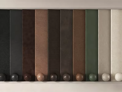 Various Colored Upholstery Material Samples With Round Buttons Neatly Arranged 3d model