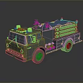 Detailed Fire Truck Model With Rescue Equipment And Pipes For Emergency Use