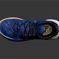 Blue High Top Nike Basketball Shoes With Knit Upper And Orange Rubber Sole