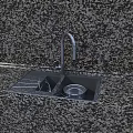 Granite Kitchen Countertop With Double Sink Flexible Faucet And Drainer Rack