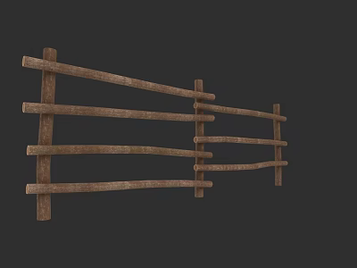 Rustic Wooden Garden Fence With Horizontal And Vertical Slats As Decorative Ornament 3d model