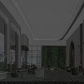 Modern Hotel Lobby Interior With Natural Light Green Living Wall Luxury Seating And Geometric Carpet