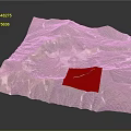 3D Mountainous Terrain Model With Central Volcanic Crater Lush Green Vegetation And Snowy White Areas