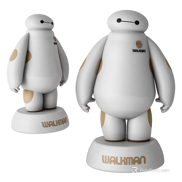 WALHUB White Character Figures With Brown Spots Standing On Logo Base Design 3d model 