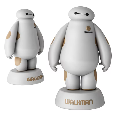 WALHUB White Character Figures With Brown Spots Standing On Logo Base Design 3d model