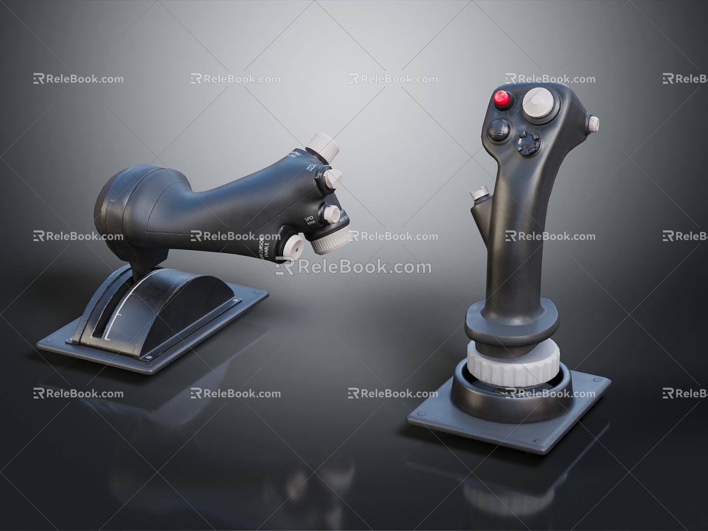 Modern joystick flight rocker aircraft joystick 3d model