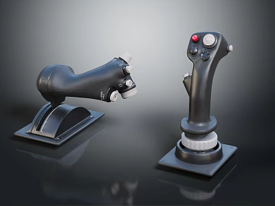 Industrial Equipment With Black Control Lever And Mounted Base Button Panel 3d model