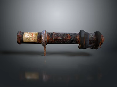 Rusty Vintage Metal Tube Weapon With Old Design And Corroded Surface 3d model