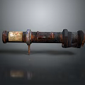 Rusty Vintage Metal Tube Weapon With Old Design And Corroded Surface