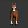 Orange Plush Toy Horse With White Legs Face And Black Hooves Standing On Dark Surface