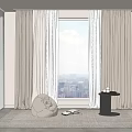 Light Beige Curtain In Modern Living Room With Floor To Ceiling Window And City View
