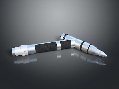 Practical Double Ended Silver Metal Household Tool with Black Grip and Ergonomic Design 3d model