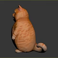 Orange Fat Cat Standing 3D Model With Orange Stripes And Gray Background