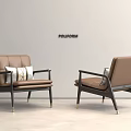 POLIFORM Two Modern Brown Leisure Chairs With Black Frame And Decorative Pillows