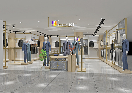 modern men's clothing store 3d model