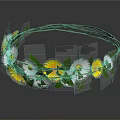 Flower Crown Hanging Decoration with Yellow White Daisies and Green Leaves for Festive Decor