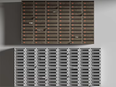 Organized Metal Mailboxes With Multiple Rows Different Colors And Secure Locks 3d model