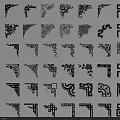 Various Traditional Decorative Components With Ornamental Patterns And Corner Designs
