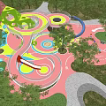 Safe Outdoor Kids Play Area With Green Trees Slide Sunlight And Friendly Design