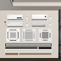 Assorted Wall Mounted Air Conditioners And Fans Display In Modern Interior