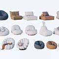 Single Sofa Collection Featuring Various Styles Different Colors and Modern Comfortable Designs 3d model