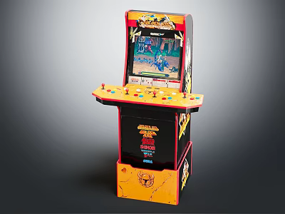 Retro Street Fighter Arcade Game Machine With Vintage Design And Colorful Control Panel 3d model