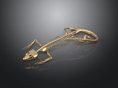 Realistic Style Lizard Skeleton Lizard Skeleton Anatomy Scanning Snake Structure Aqua Green Scales Spine Black Background Skeleton 3d model