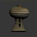 Ancient Ceramic Sculpture Carving With Decorative Lid Hollowed-out Base And Intricate Carved Patterns