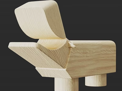 Natural Wooden Building Blocks Abstract Sculpture With Interconnected Geometric Shapes 3d model