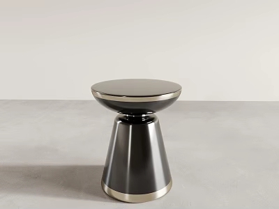 Modern Stylish Black Side Table With Metal Base And Gold Accent Details 3d model