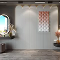 Modern Bedroom Accent Wall With Art Decor And Lighting 3d model