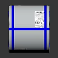 Silver Metal Coil Wrapped With Blue Tape And Product Labels For Industry Use