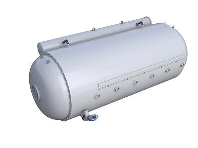 Industrial Equipment Cylindrical Stainless Steel Storage Tank With Flanges Valves And Manholes 3d model