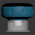 Round Blue And Black Electronic Device With Top LED Light Control Buttons And White Base