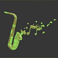 Elegant Golden Saxophone Home Decor Item With Musical Notes And Symbols