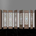 Elegant Stained Glass Wooden Screen With Colorful Patterns For Interior Design