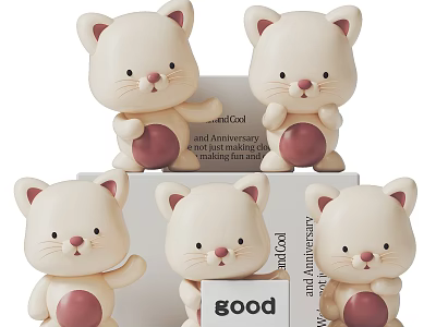 Cute Cat Decorative Ornament Set With Multiple Figurines And Good Label Detail 3d model