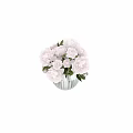 Decorative Ornament Set Featuring Pink Peonies In Transparent Glass Vase With Green Leaves
