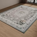 Elegant Light Colored Floral Pattern Rug With Intricate Design On Wooden Floor 3d model