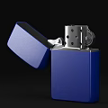Daily Life Essential Blue Metallic Lighter With Open Lid And Sleek Design