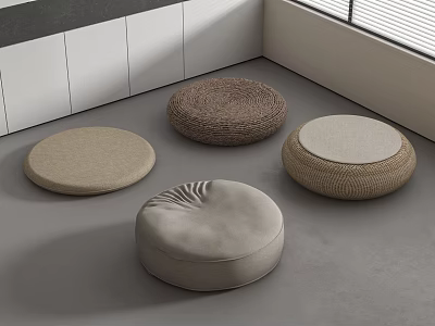 Round Cushions Of Varied Textures In Modern Room 3d model