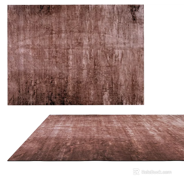 Square Soft Brown Distressed Texture Area Rug for Modern Living Room Interiors 3d model 