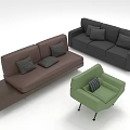 Comfortable Multi Person Sofa Set With Brown Gray Green Seats And Decorative Pillows