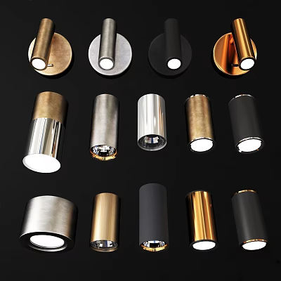 Modern Metal Downlights and Spotlights in Gold Silver Black for Home Interior Lighting 3d model