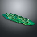 Green Sunken Ship Model as Water Transport with Metal Structure and Detailed Design