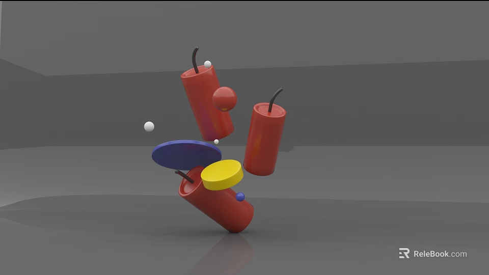 Commercial Equipment With Red Cylindrical Parts Colorful Round Components And White Balls 3d model 