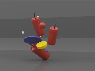 Commercial Equipment With Red Cylindrical Parts Colorful Round Components And White Balls 3d model