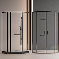 Modern Shower Sauna Enclosures With Transparent Glass And Black Metallic Frames